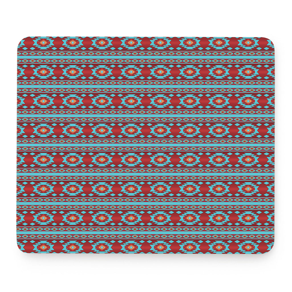 Red And Teal Southwestern Pattern Print Mouse Pad
