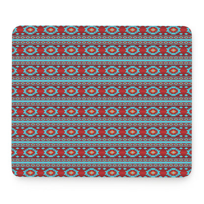 Red And Teal Southwestern Pattern Print Mouse Pad