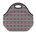 Red And Teal Southwestern Pattern Print Neoprene Lunch Bag