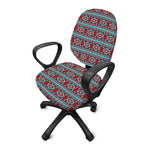 Red And Teal Southwestern Pattern Print Office Chair Cover
