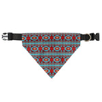Red And Teal Southwestern Pattern Print Over The Collar Dog Bandana