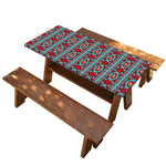 Red And Teal Southwestern Pattern Print Picnic Table Cover