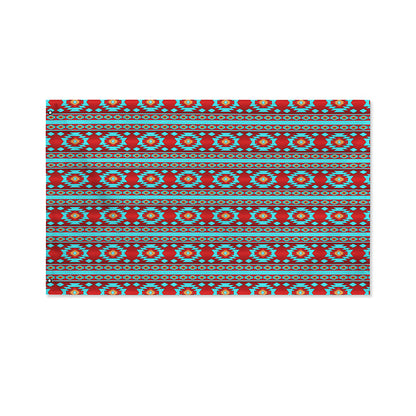 Red And Teal Southwestern Pattern Print Polyester Flag