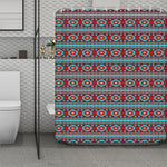 Red And Teal Southwestern Pattern Print Polyester Shower Curtain