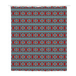 Red And Teal Southwestern Pattern Print Polyester Shower Curtain