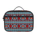 Red And Teal Southwestern Pattern Print Portable Lunch Bag