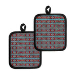 Red And Teal Southwestern Pattern Print Pot Holders