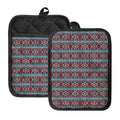 Red And Teal Southwestern Pattern Print Pot Holders With Pocket