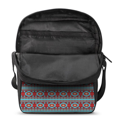 Red And Teal Southwestern Pattern Print Rectangular Crossbody Bag