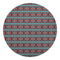 Red And Teal Southwestern Pattern Print Round Blanket