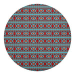 Red And Teal Southwestern Pattern Print Round Blanket