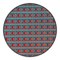Red And Teal Southwestern Pattern Print Round Floor Mat