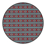 Red And Teal Southwestern Pattern Print Round Floor Mat