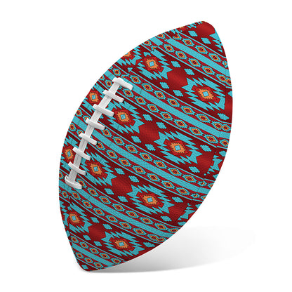 Red And Teal Southwestern Pattern Print Rugby Ball