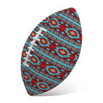 Red And Teal Southwestern Pattern Print Rugby Ball