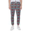 Red And Teal Southwestern Pattern Print Joggers