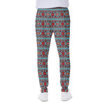 Red And Teal Southwestern Pattern Print Scuba Joggers