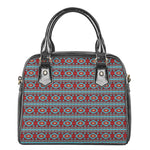 Red And Teal Southwestern Pattern Print Shoulder Handbag