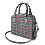 Red And Teal Southwestern Pattern Print Shoulder Handbag