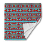 Red And Teal Southwestern Pattern Print Silk Bandana