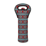 Red And Teal Southwestern Pattern Print Single Neoprene Wine Tote