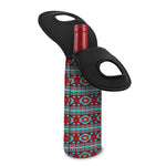 Red And Teal Southwestern Pattern Print Single Neoprene Wine Tote