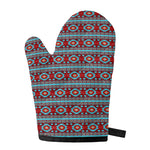 Red And Teal Southwestern Pattern Print Single Oven Mitt