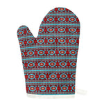 Red And Teal Southwestern Pattern Print Single Oven Mitt