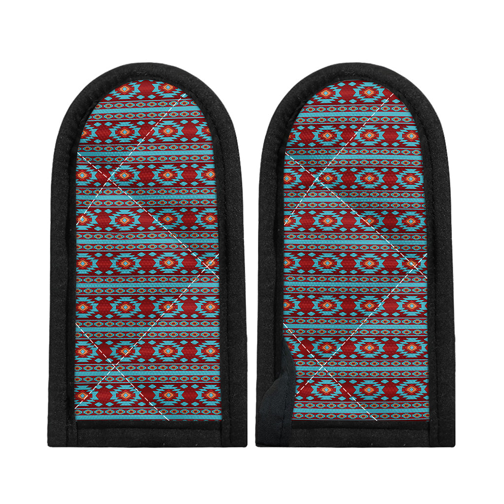 Red And Teal Southwestern Pattern Print Skillet Handle Cover