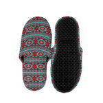 Red And Teal Southwestern Pattern Print Slippers