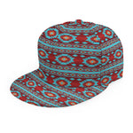 Red And Teal Southwestern Pattern Print Snapback Cap