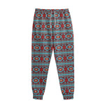 Red And Teal Southwestern Pattern Print Sweatpants