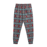 Red And Teal Southwestern Pattern Print Sweatpants