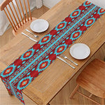 Red And Teal Southwestern Pattern Print Table Runner