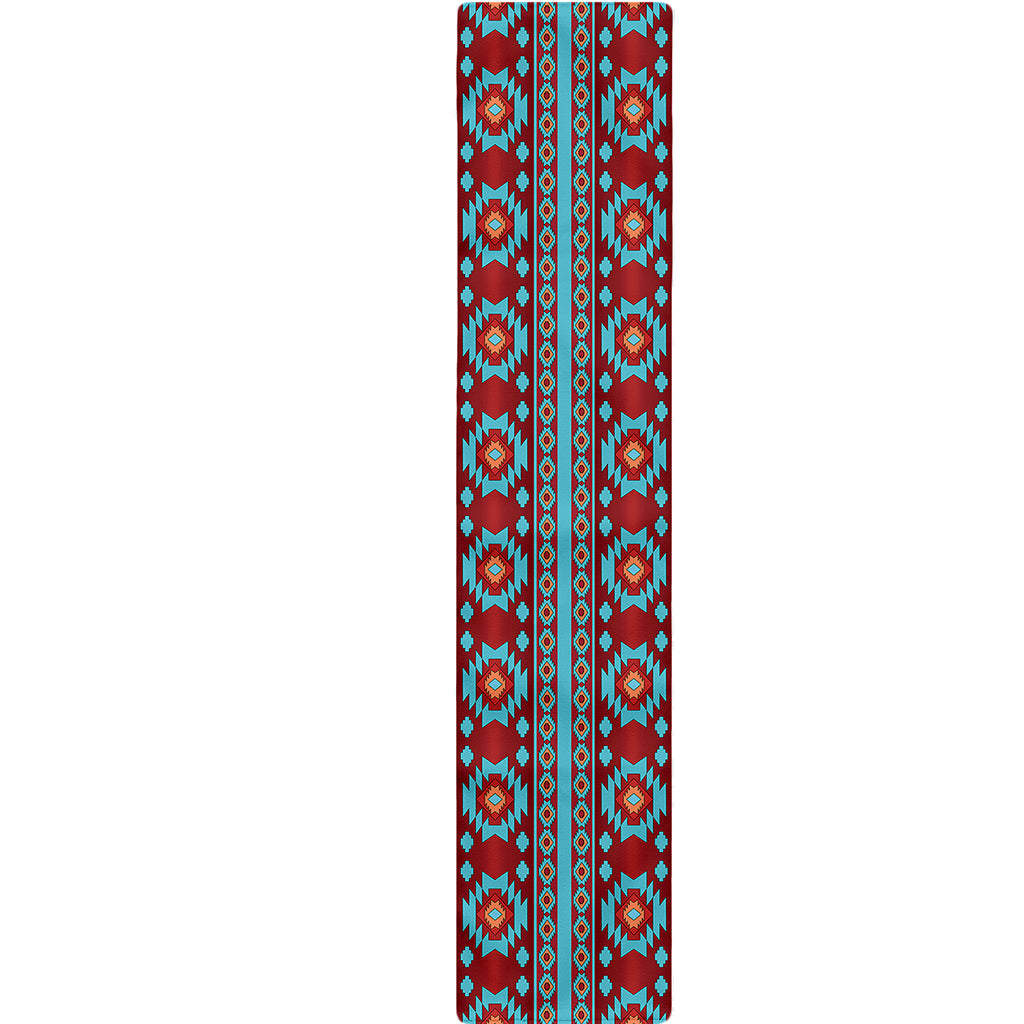 Red And Teal Southwestern Pattern Print Table Runner