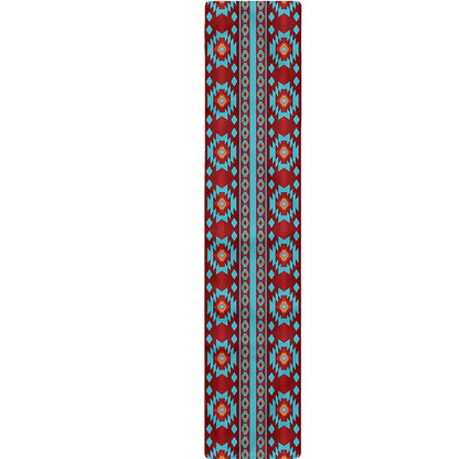 Red And Teal Southwestern Pattern Print Table Runner