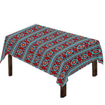 Red And Teal Southwestern Pattern Print Tablecloth