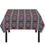 Red And Teal Southwestern Pattern Print Tablecloth
