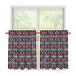 Red And Teal Southwestern Pattern Print Tier Curtains