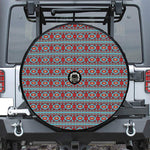 Red And Teal Southwestern Pattern Print Tire Cover With Camera Hole