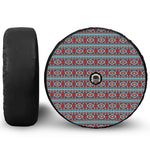 Red And Teal Southwestern Pattern Print Tire Cover With Camera Hole