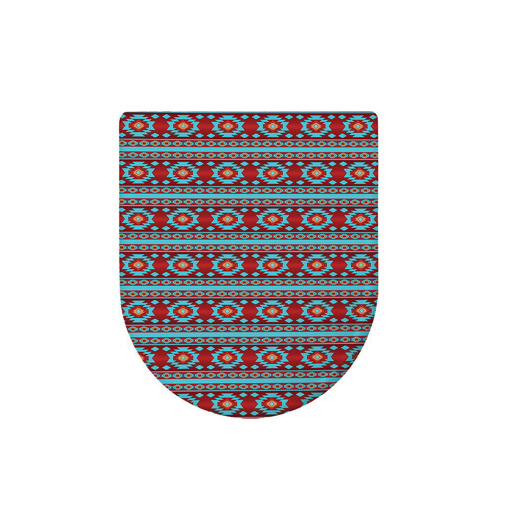 Red And Teal Southwestern Pattern Print Toilet Lid Cover