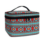 Red And Teal Southwestern Pattern Print Travel Makeup Bag