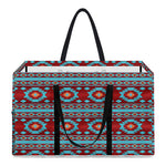 Red And Teal Southwestern Pattern Print Utility Tote Bag