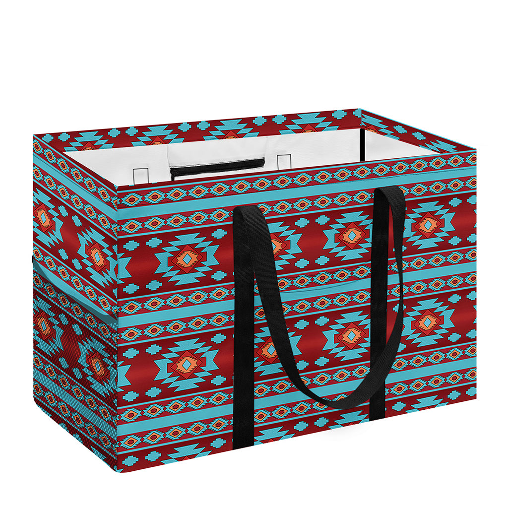 Red And Teal Southwestern Pattern Print Utility Tote Bag