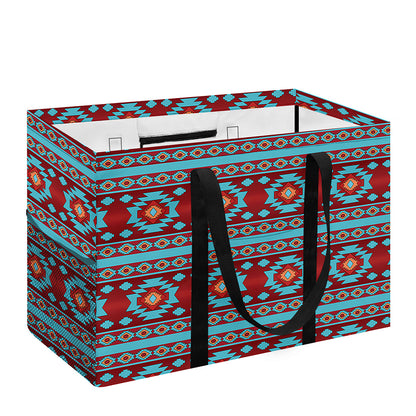 Red And Teal Southwestern Pattern Print Utility Tote Bag