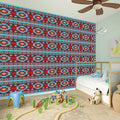 Red And Teal Southwestern Pattern Print Wall Sticker