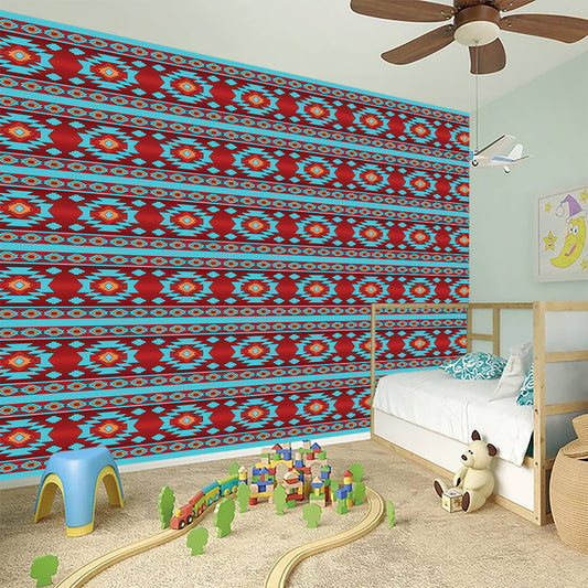 Red And Teal Southwestern Pattern Print Wall Sticker