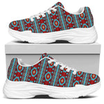 Red And Teal Southwestern Pattern Print White Chunky Shoes