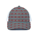 Red And Teal Southwestern Pattern Print White Mesh Trucker Hat